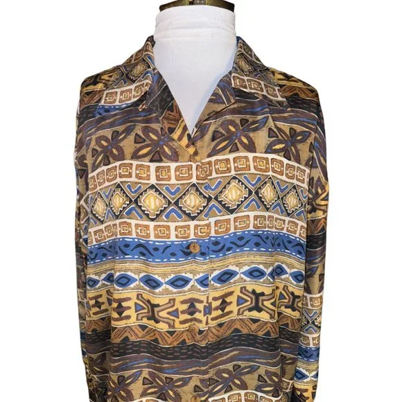 Stunt Collection Button Down Silk Blouse Women Size Medium Vintage - Picture 5 of 10